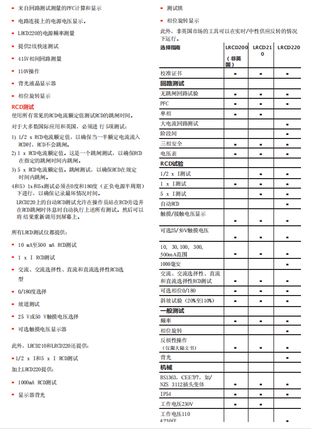 回路和RCD组合测试仪LRCD200系列